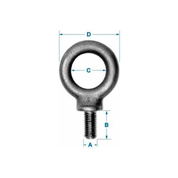 Eye Bolt With Shoulder, M24-3.00, 48 mm Shank, 46 mm ID, Steel